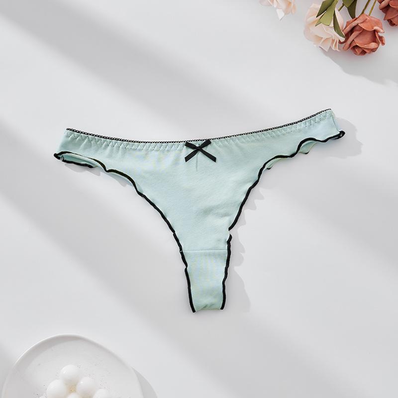 

Бесшовные стринги с бантиком однотонного цвета - Европейский и американский стиль Extra Large