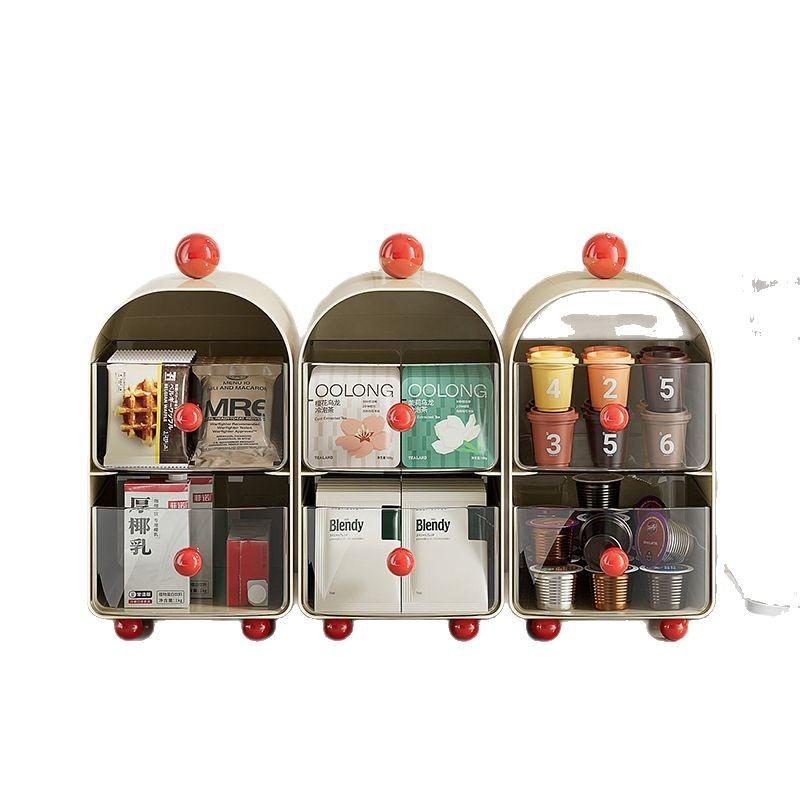 Desktop storage box multi-layer transparent drawer tea bag sorting box cosmetics storage cleaning storage box large capacity