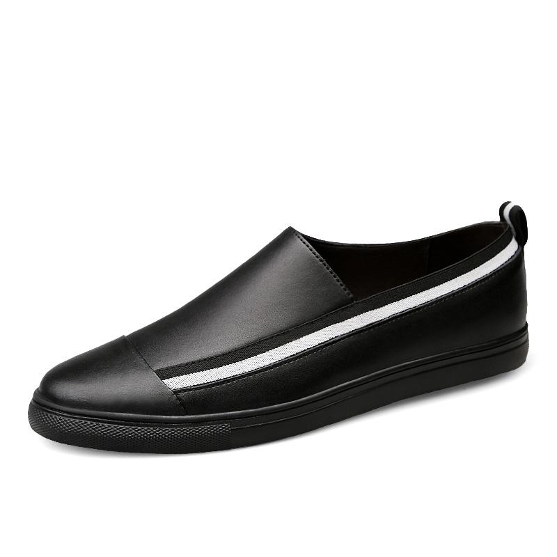 Fashion Fashion Brand Men's Genuine Leather Casual Shoes Simple White Men's Loafers Outdoor Commuting Park Walking Low Top Shoes