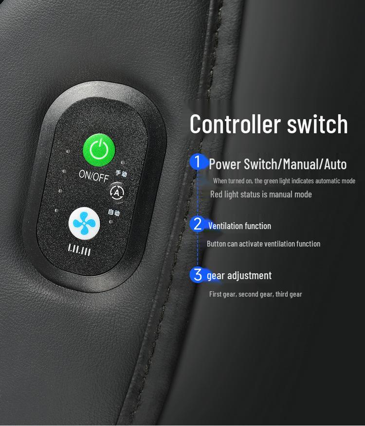 Kühlende Autositzauflage - Luftgeblasene Massage, Eis-Seide, Geräuschreduzierung für 12V/24V Fahrzeuge