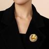 Brooch Pin Retro Golden Horseshoe Design Scratch Resistant Brooch Round Shape Lapel Badge Clothes Accessories