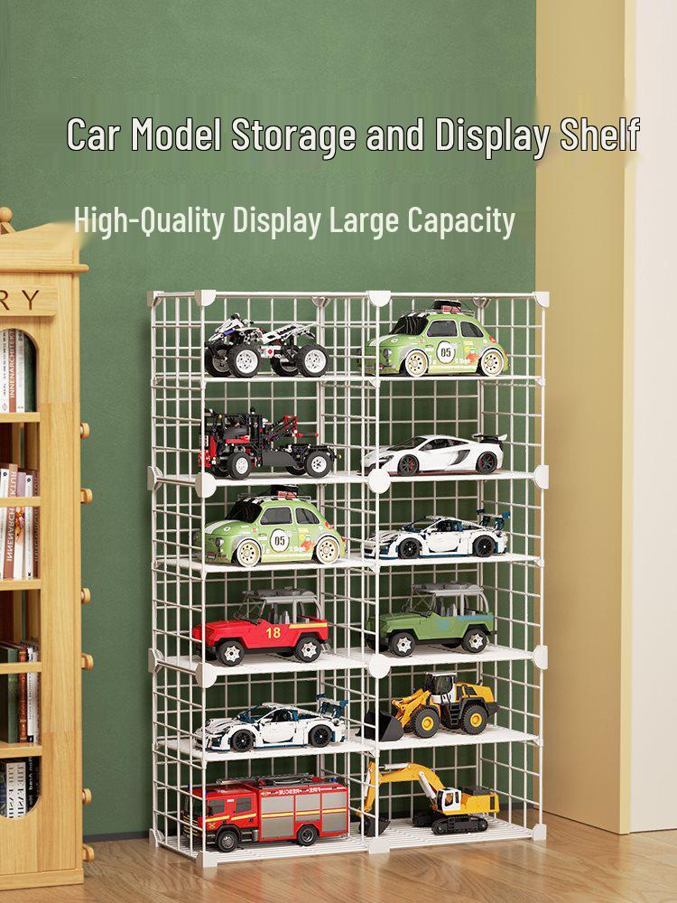 Детский напольный органайзер для игрушек и книжная полка Black 1x2 - 30cm Toy Cars Mesh Shelf 2380₽