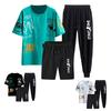 3Pcs/Set Men Sportswear Set Round Neck Short Sleeve T-shirt Elastic Drawstring Waist Shorts Sweatpants Set Printing Tracksuit