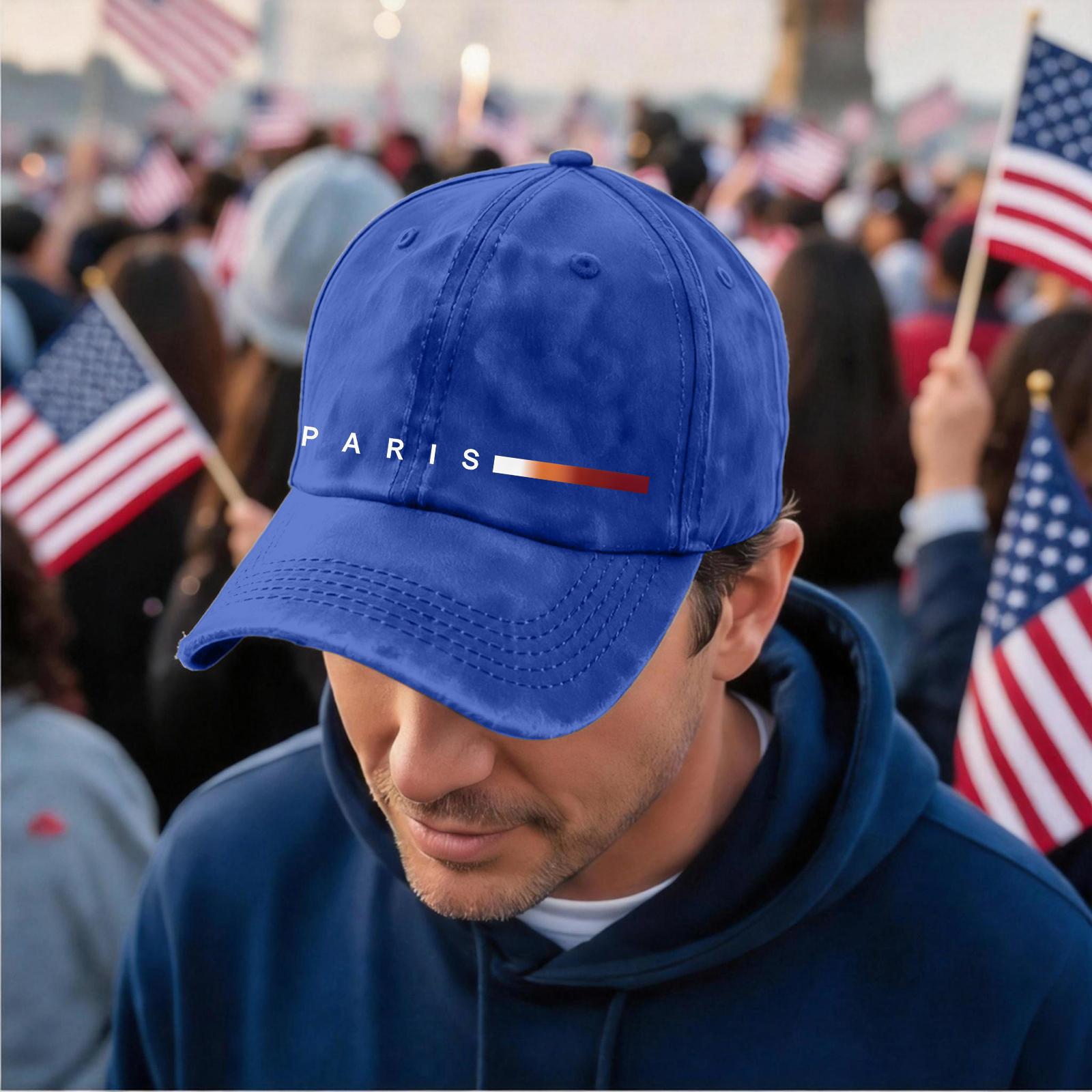 

Men s and women s distressed washed casual baseball caps, trendy letter patterned hats One Size синий