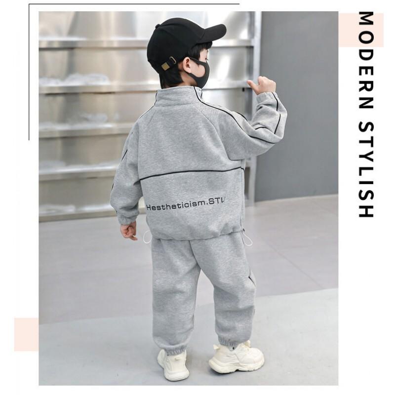 Boys Fall 2026 Cotton Sportswear Set Two Piece Long Sleeve Zipper Top Pants Kids Unisex Clothing