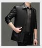 Men's Casual Sheepskin Leather Jacket: Turn-Down Collar, Ideal for Spring/Autumn, Perfect for Middle-Aged and Elderly.