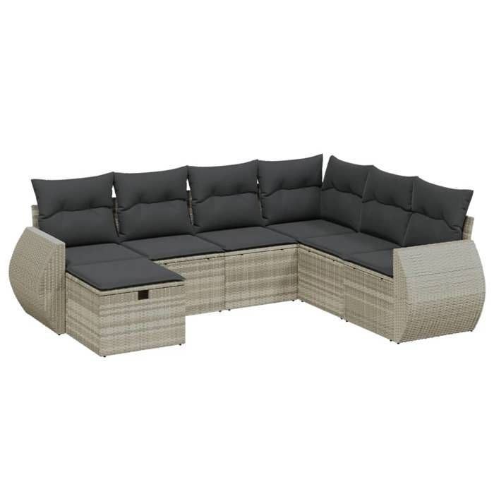 VidaXL Garden Lounge Set with Cushions 7 Pcs, Patio Sofas, Patio Furniture Set, Outdoor Furniture, Grey 3264148