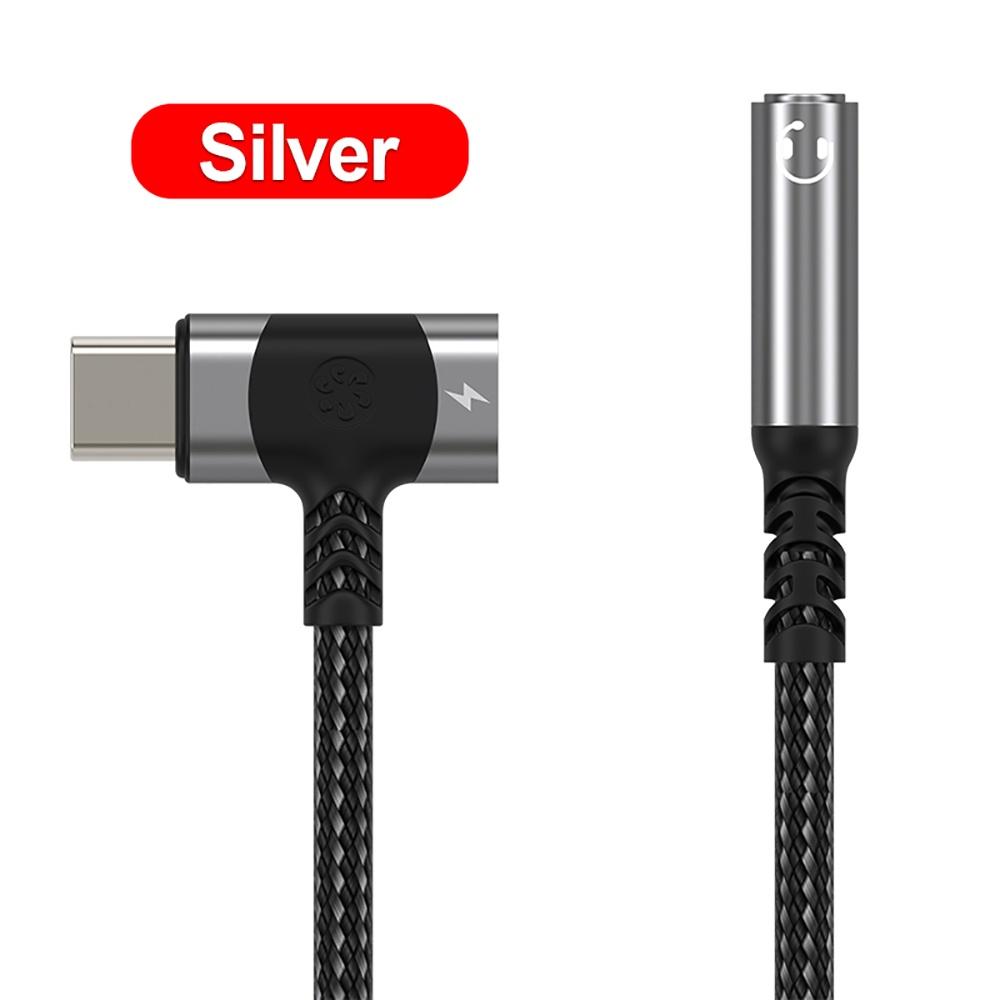 

2 in 1 Type C To 3.5mm Jack Audio Adapter Headphone Converter USB C Splitter PD Fast Charging Cable for Samsung Phone Adapters серебряный