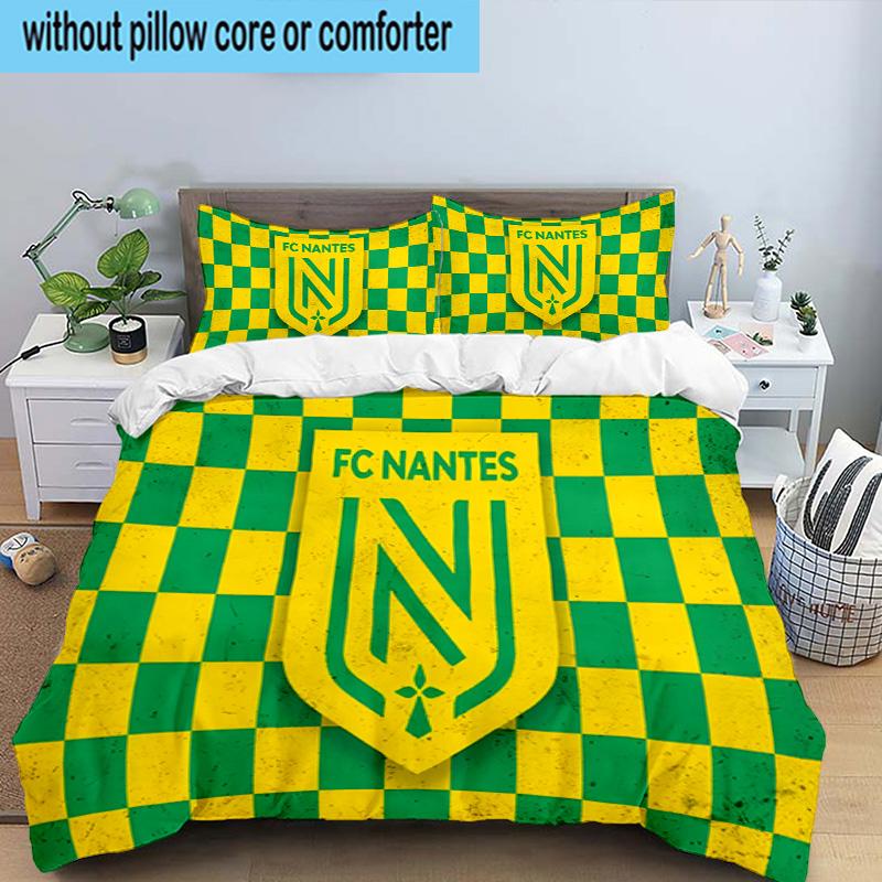 3PCS Fc Nantes Crest Design Printed Bedding Set, Includes A Duvet Cover and Two Pillowcases for Bedroom, Suitable for All Seasons