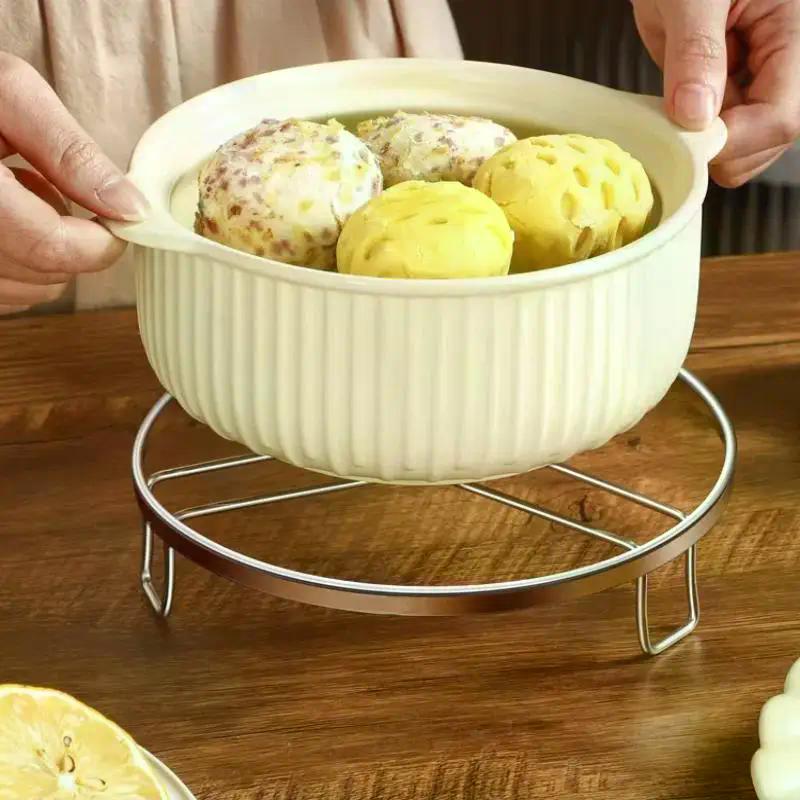 Stainless Steel round Steamer Pan Rack Multifunctional Stackable Kitchen Pot Rack for Healthy Cooking