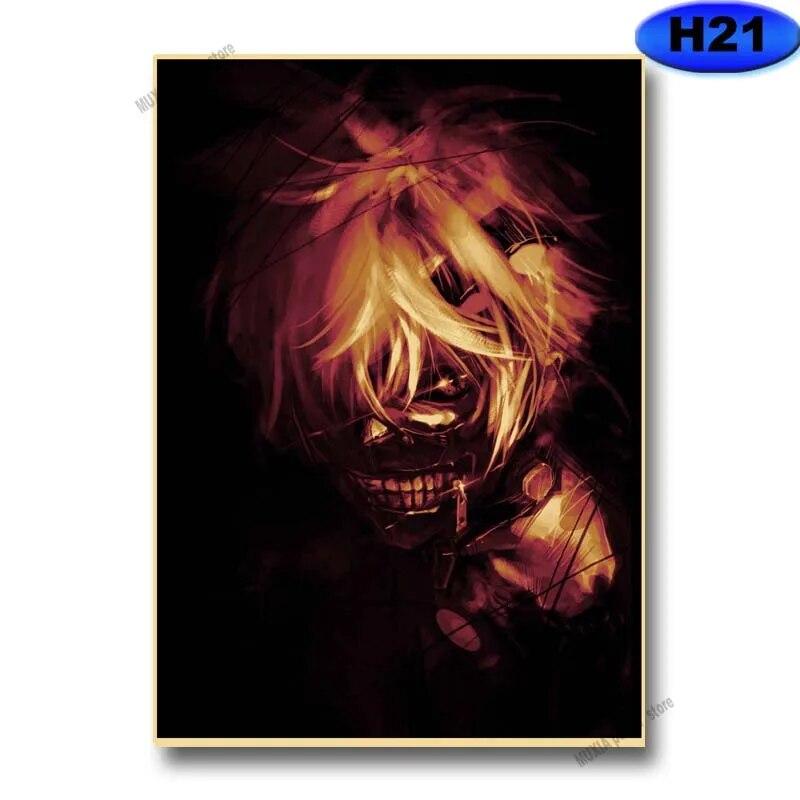 Classic Anime Character Posters Demon Slayer/Attack On Titan/Jujutsu Kaisen Poster Kraft Paper Sticker Home Room Wall Art Decor