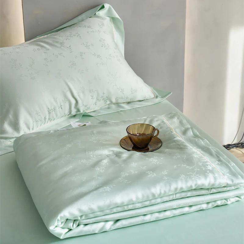 Ultra-luxury Jacquard Mulberry Silk Fill Cooling Blanket Set or 1 Pcs Natural Plant Fabric Summer Quilt Queen 100% Lyocell Duvet