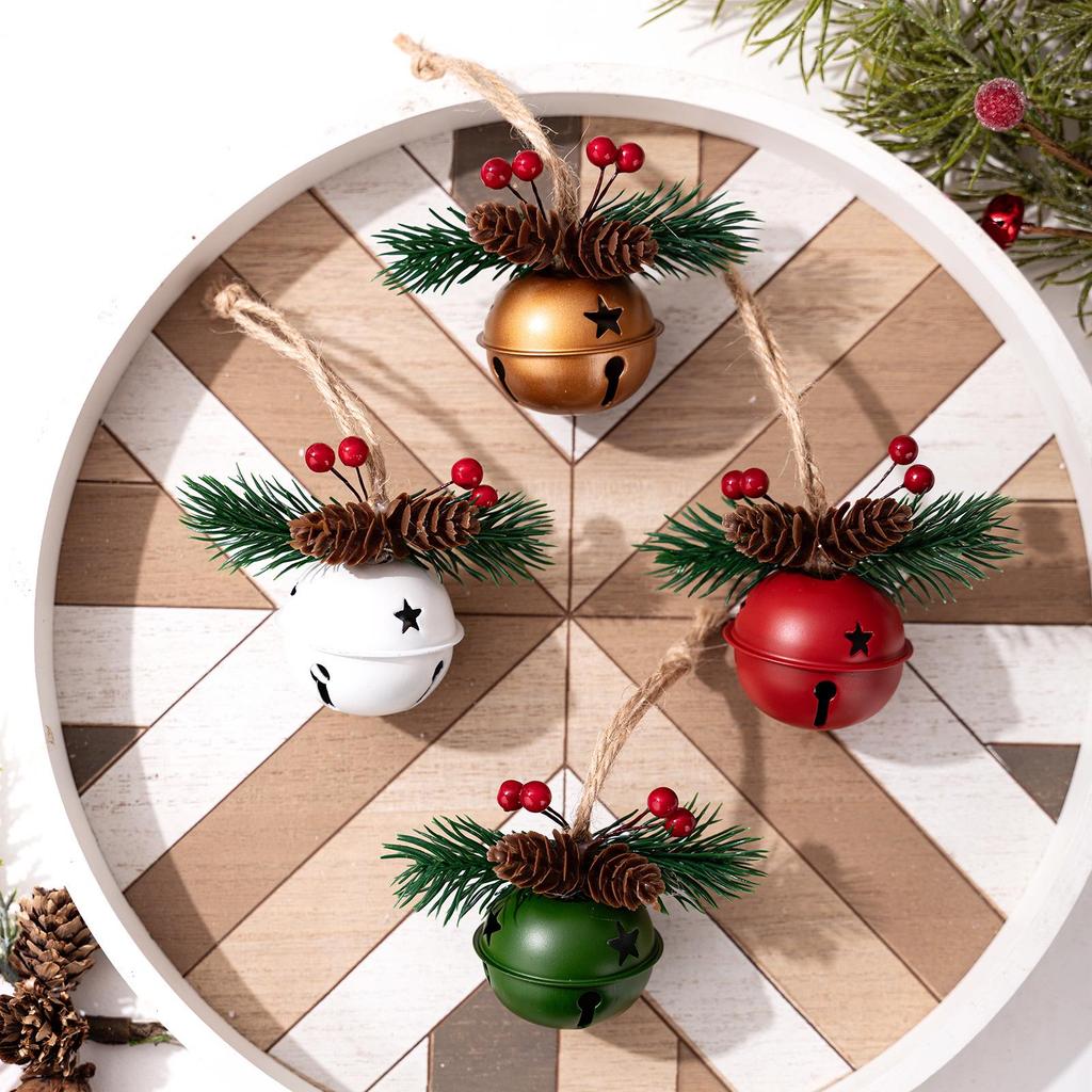 Ornements de cloches de Noël colorées Haobei: Petites Décorations d'Arbre et Pendentifs Carillons Éoliens en Rouge