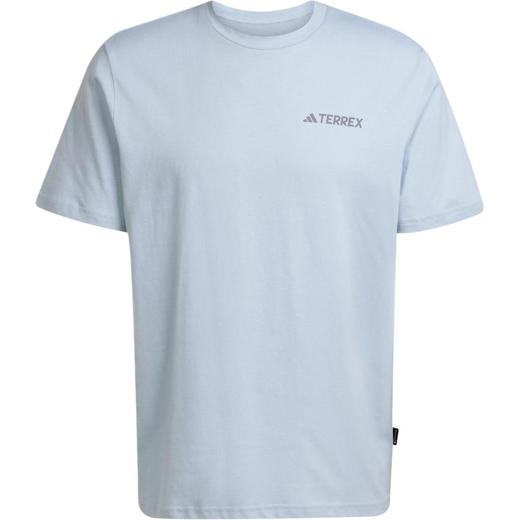 Adidas Terrex Ss25 Polygiene Graphic Outdoor Sports Crew Neck Short Sleeve T-Shirt Men Tops Blue Yellow JI8326