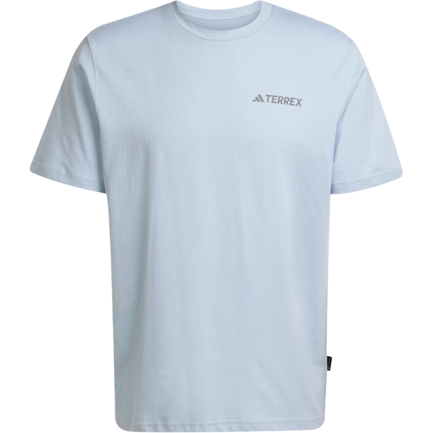 

Adidas Terrex Ss25 Polygiene Графическая футболка с коротким рукавом и круглым вырезом для занятий спортом на открытом воздухе Мужские топы Синий Желтый JI8326 M