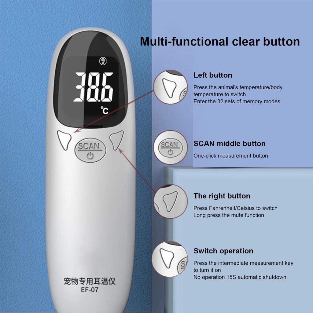 Pet Dog Cat Ear Digital Thermometers Animal Measuring Non-Contact Electronic Highly Accurate For Home and Clinic Use