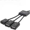 Micro USB OTG Hub Genişletme Yuvası: Mobil ve Tablet için Güç Kaynaklı Üçe Bir Ayırıcı.