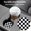 Black Checkerboard Ceramic Car Coasters – Absorbent Car Cup Holder Coaster Set for Women & Men, Cool Aesthetic Car Accessories, 2 Pack