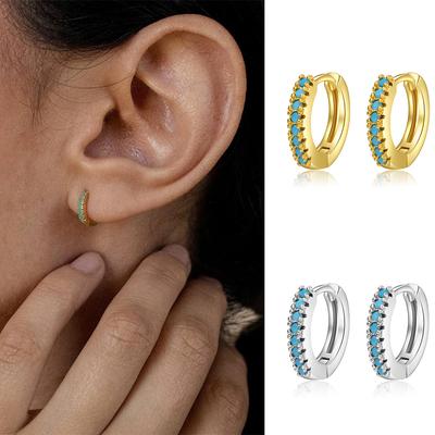 ZAKOL Einfache Bunte Zirkon Kleine Creolen für Frauen Mädchen Mode Huggie Ohrstecker Damen Zirkon pendientes mujer