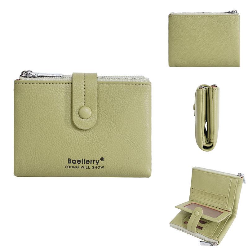 Baellerry Women Fashion Short Wallets Casual Tri-fold Coin Purse Double Zipper Card Holder Purses GZW