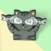 In The Eyes of A Cat There Are Only Fish Funny Brooch Pin Cute Cat Button Collar Pins Badge