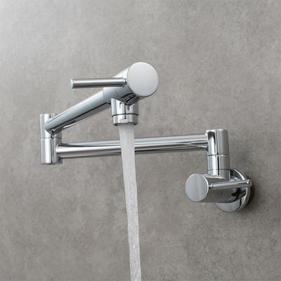 Brass Chrome/Black Plated Folding Wall-Mounted Kitchen Faucet Pot Filler Faucet 360-Degree Rotating Sink Faucet