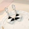 New Charm Black and White Geometry Square Earrings Light Luxury and High-end feel 925 Silver Ear Buckle For Women KOFSAC