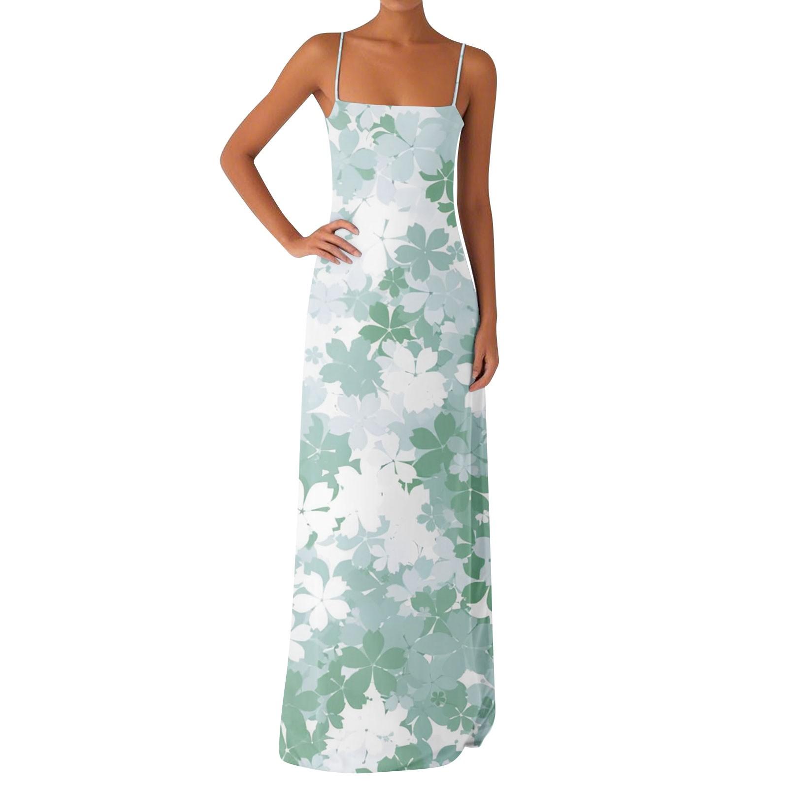 

Women s Off-the-shoulder Sexy Silky Floral Print Long Dress Dress S світло-зелений колір