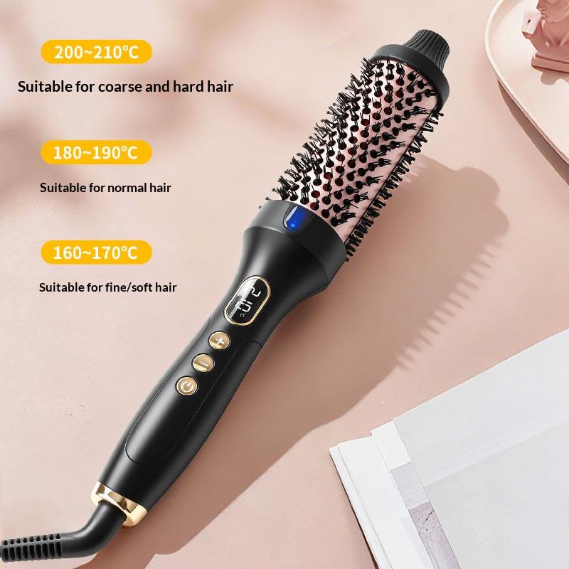 OEM ODM Electric Heating Comb EU UK Plug Ionic Curling Iron Brushes with LED Display Fluffy Styling Comb 30-Second Fast Heating