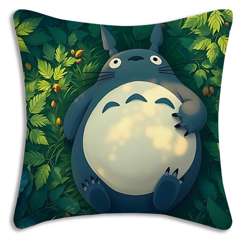 Hot Cartoon Cute Pillow Covers Cartoon Sofa Decorative Home Double-Sided Printing Short-T-Totoros Plush Cute Cushion Cover