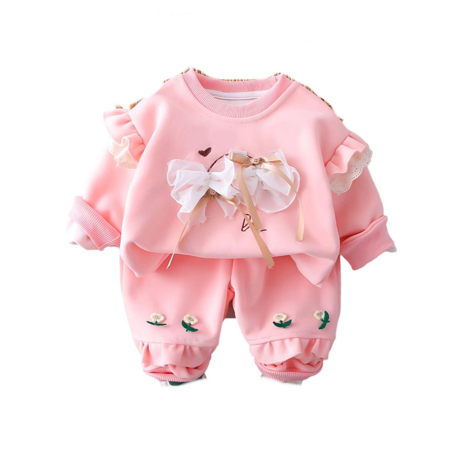 

Детский повседневный комплект с длинным рукавом, удобные наряды для повседневной носки 100 розовый