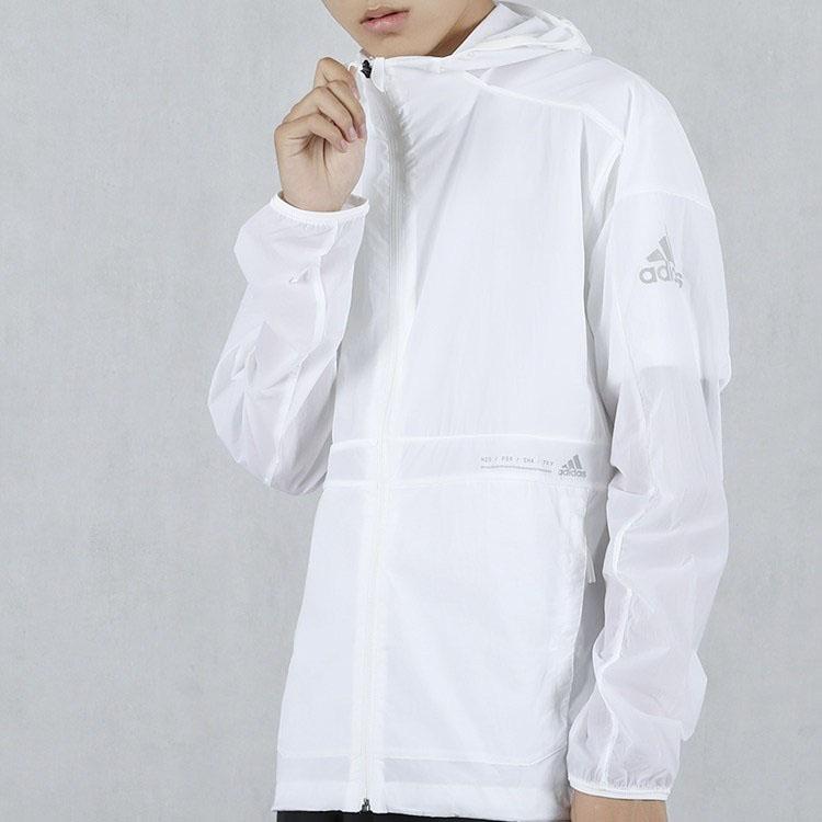 Adidas Mesh Panel Windbreaker Hooded Jacket Men Outerwear White FT2779