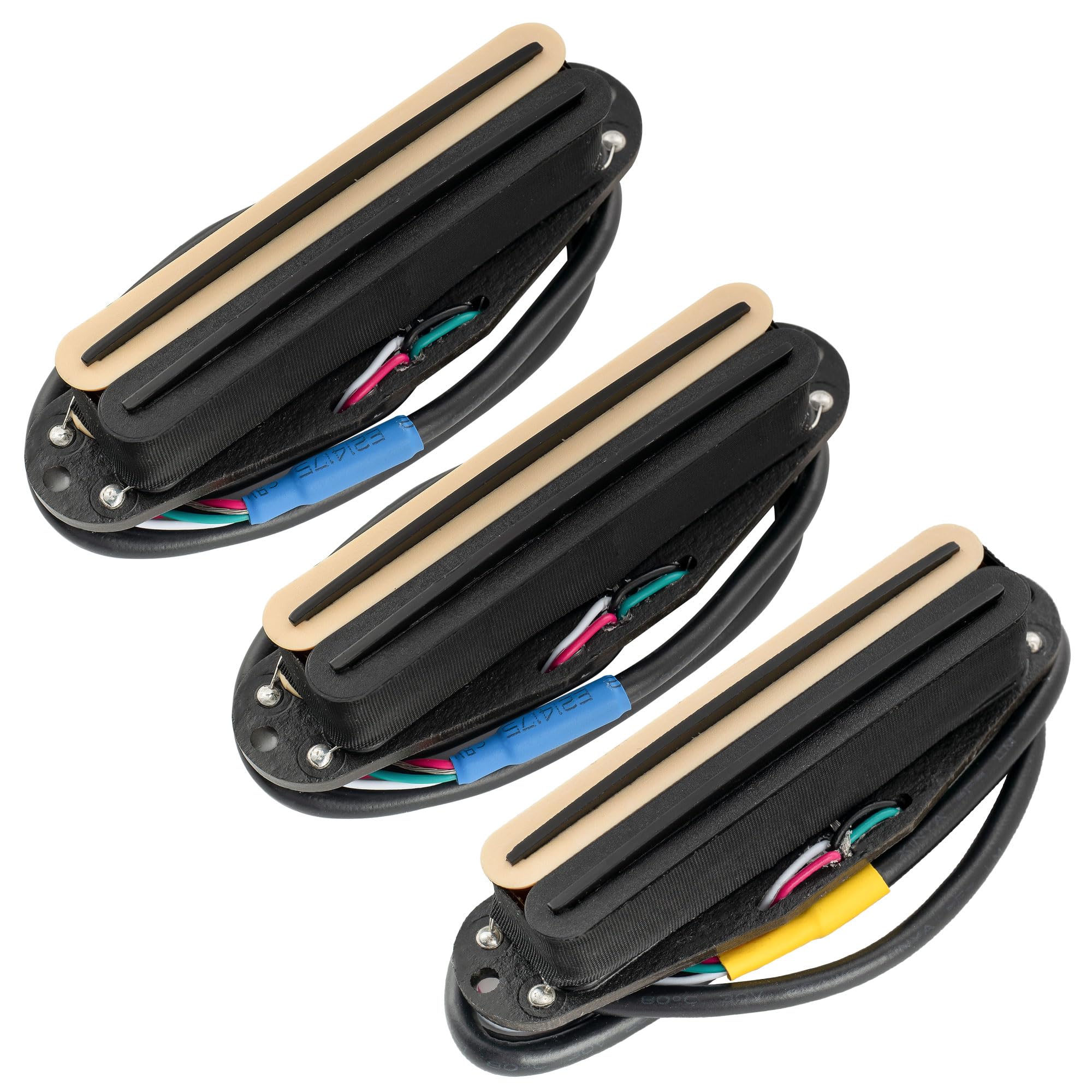 

Musiclily Pro Alnico 5 Humbucker Super Distortion and Bridge Pickup Set for Strat Electric Guitars with Zebra Body and Black Rails ST-DPHA Single-Size