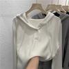 Women S Solid Color Hooded Long Sleeve Loose Fit Autumn Basic Top