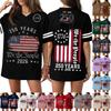 Womens Casual V Neck Jersey Style Short Sleeve Top 250th Anniversary Independence Day Print Loose Fit Sports T Shirt