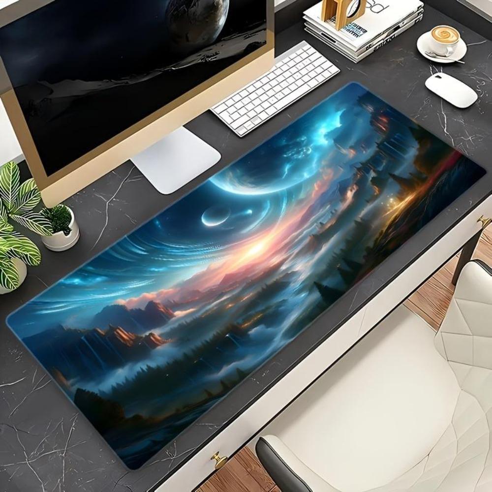 Science Fiction Mountain Pattern Table Mat AntiSlip Gaming Table Mat For Preventing Slips DecoraO Setup Gamer Mousepad Gamer