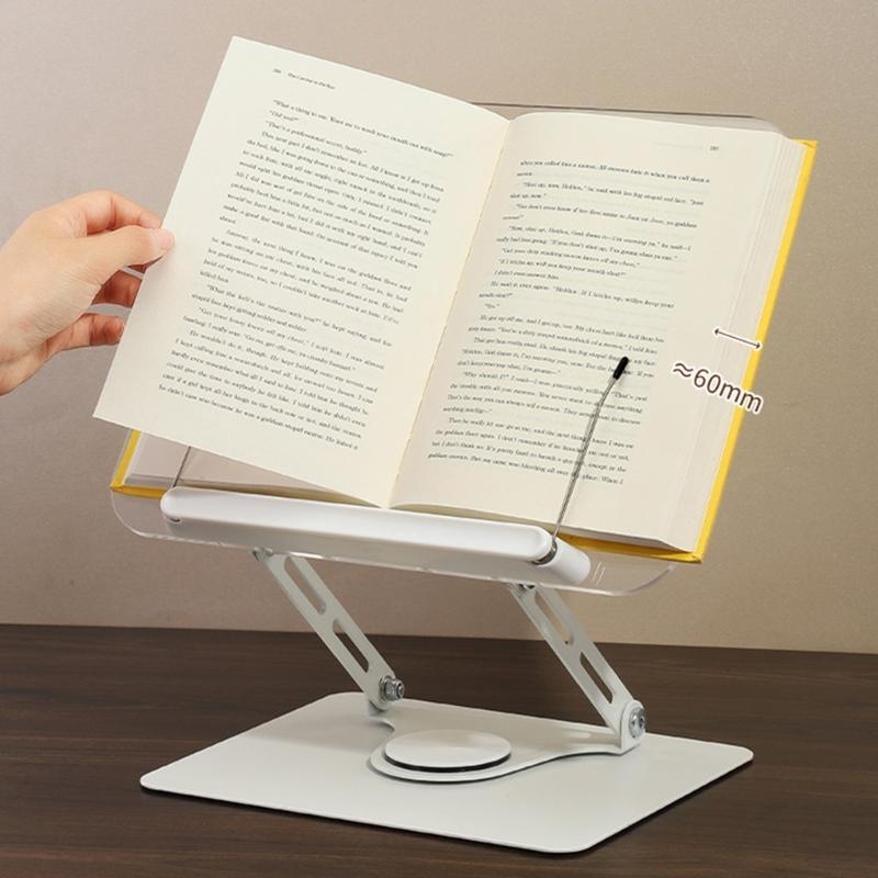 Ergonomic Acrylic Book Stand Height Adjustable and Angle for Reading Study and Cooking Foldable Portable Design