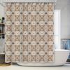 Kaleidoscope Shower Curtain Decor Modern Bath Linen with Flower Star Print for Bathroom Decoration Light Brown Set with Hooks