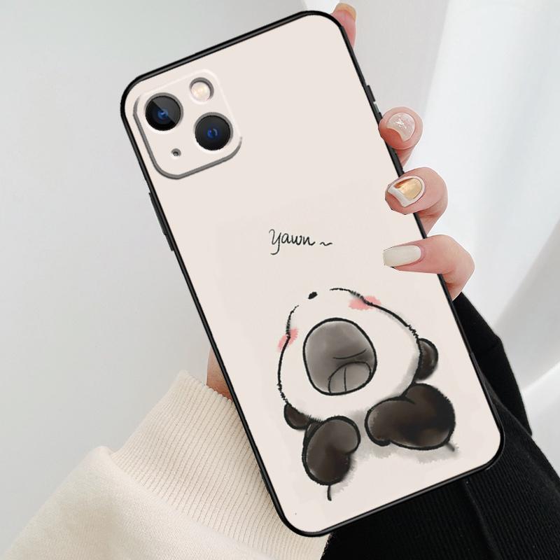 Cartoon Panda Phone Case For iPhone 17 Pro Max 15 14 13 11 12 16 Pro Max mini 15 16 Plus 16e 17 Air Cover