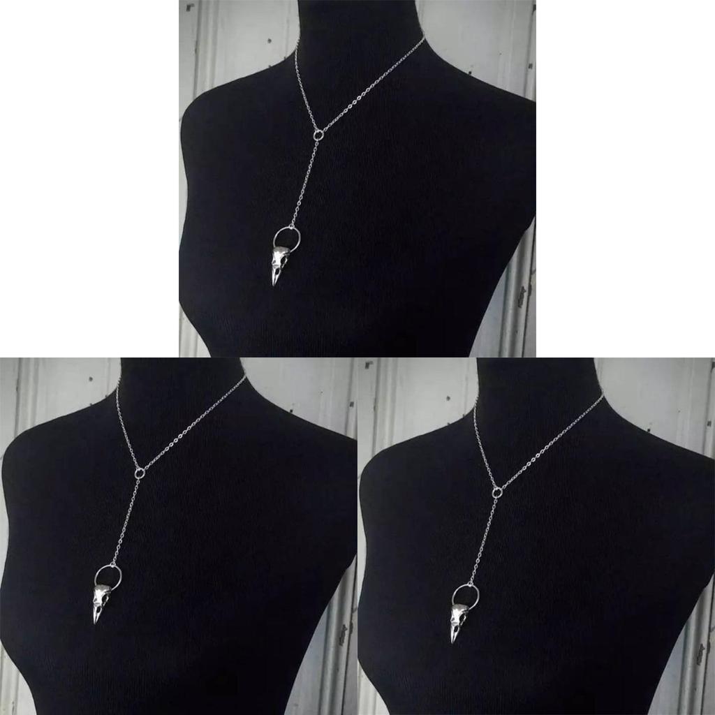 Gothic Crow Skull Pendant Necklace With Electroplated Alloy Chain For Men And Women