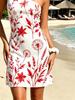 Red and Green Abstract Printed Single Shoulder Dress, Sexy Off Shoulder Short Style, Slim Fit and Slimming Vacation Dress
