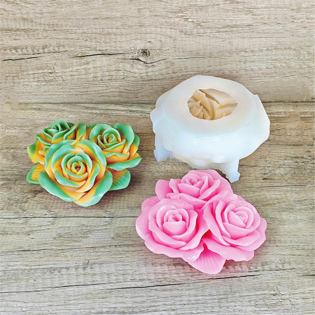 Elegant Rose Silicone Soap Molds 3D Flower Shape Candle Crafting Moulds Silicone Texture Craft Tool Hand-Making Supplies