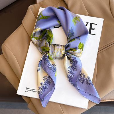 Fashion Luxury  Designer Silk Scarf Square For Women Satin Shawls Scarves Hjiab Bandana Hair Band Wrist 70*70Cm