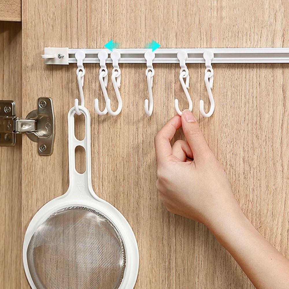 Non Punching Track Row Hooks Plastic Cabinet Hook Multifunctional Long Row Hook  Kitchen