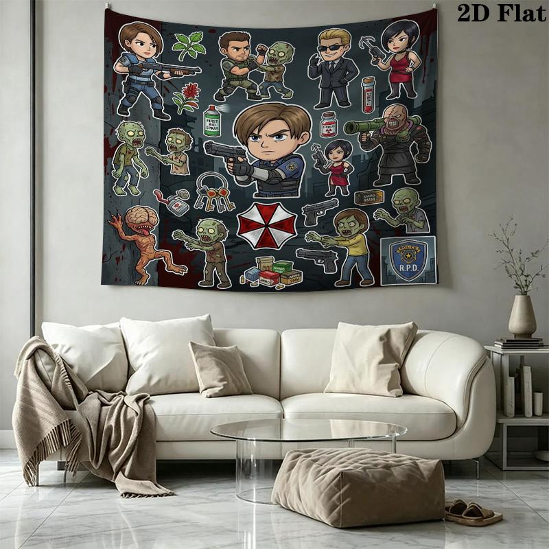 Resident Evil Wall Tapestry Aesthetic Wall Hanging Printed Fabric Blanket Decorative Tapestries For Bedroom Living Room Home Decor