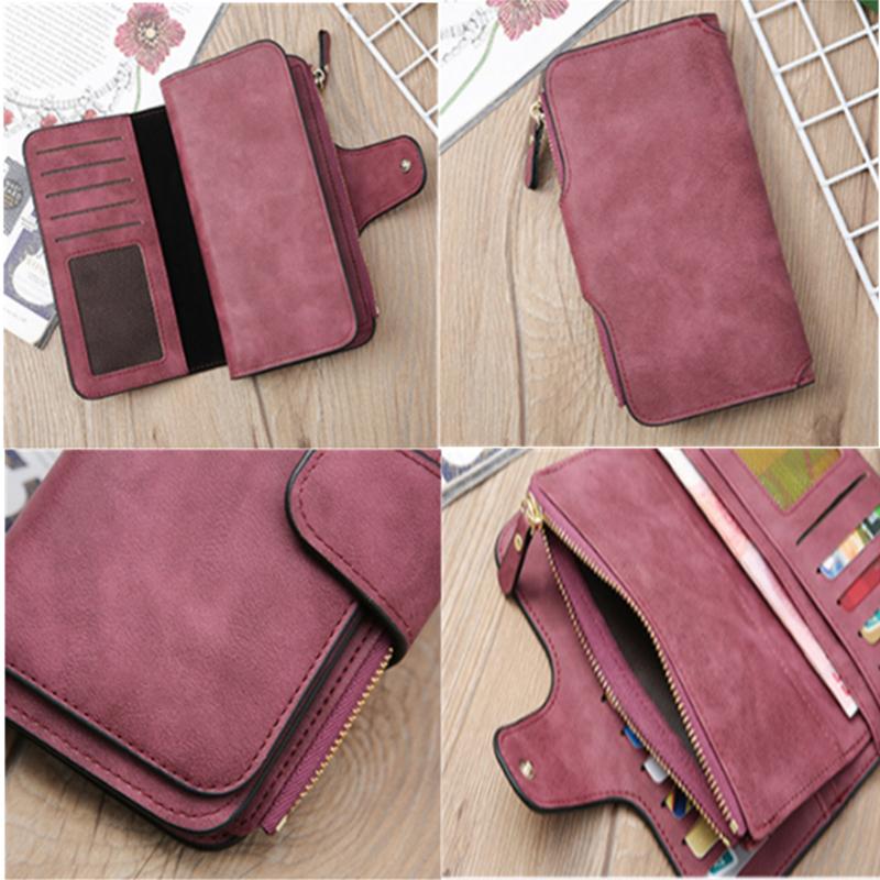 Women Scrub Leather Long Wallet High Quality Ladies Clutch Wallet Lady Purses Large Capacity Wallets Carteira Feminina 5 Choices