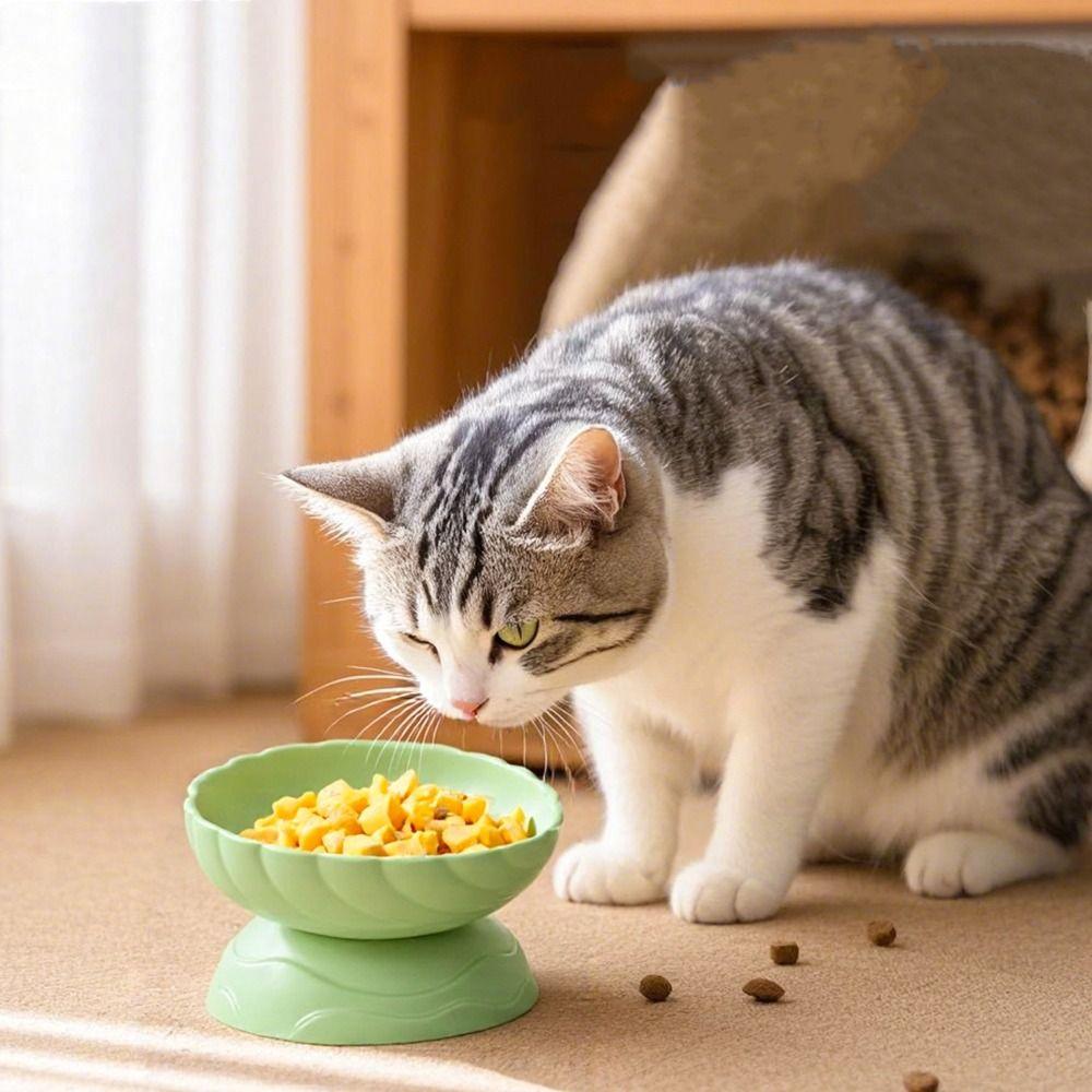 Adjustable Cat Bowl Anti Tipping Large Capacity Pet High Foot Bowl Non-slip Slanted Mouth Pet Drinking Feeder Kitten Puppy