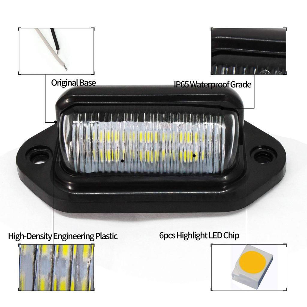 License Lamp LED License Plate Light 6 Rows SMD Chip License Plate Light Reverse