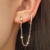 3pcs Exquisite Zircon Tassel Chain Hoop Earrings Set For Women Gold Color Copper Cartilage Piercing Earrings Fashion Jewelry New