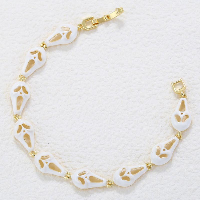 

Colorful Dripping Pumpkin Grimace Bracelet Necklace Fun Funny Halloween Skull Set Vl705-06